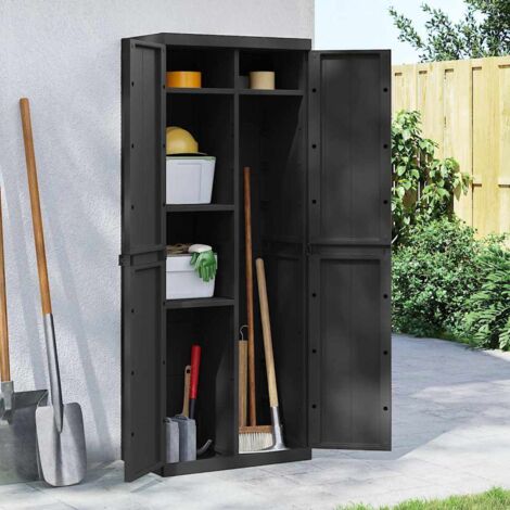 Gartenschrank Schwarz 65x37x165 cm PP vidaXL