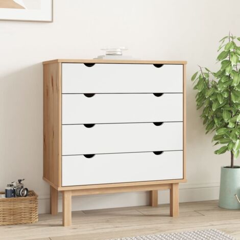 vidaXL Kommode OTTA Weiß Massivholz Kiefer 76,5x39,5x90 cm