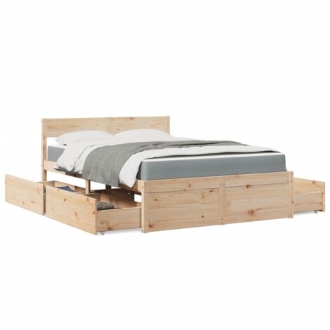 Bett mit Schubladen und Matratze 120x190 cm Massivholz Kiefer vidaXL