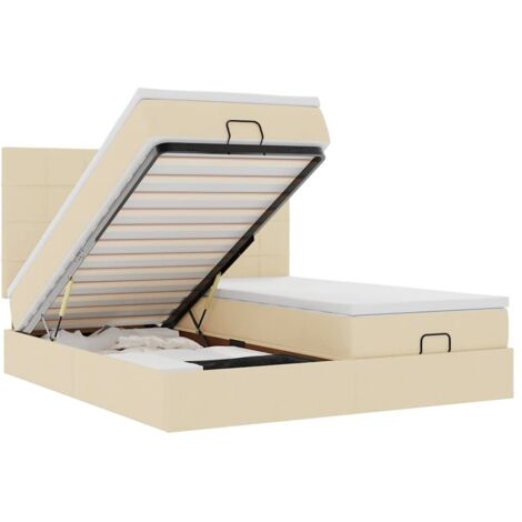 Ottoman-Bett mit Matratzen & LEDs Creme 200x200 cm Stoff vidaXL (1/5)