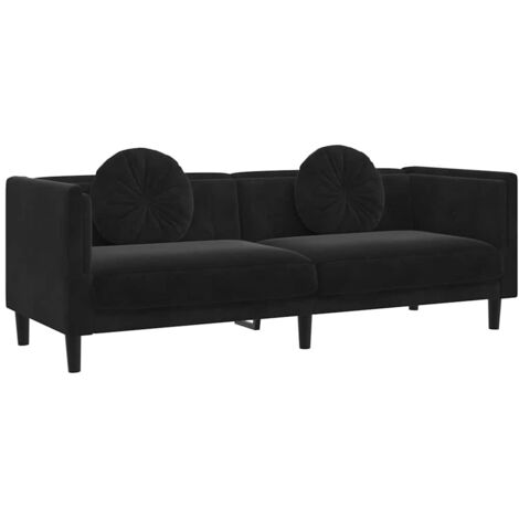 Sofa mit Kissen 3-Sitzer Schwarz Samt vidaXL799747 (1/5)