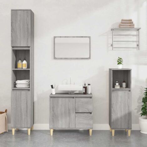 vidaXL Badezimmerarmoire Sonoma Grau 65x33x60 cm aus Spanplatte