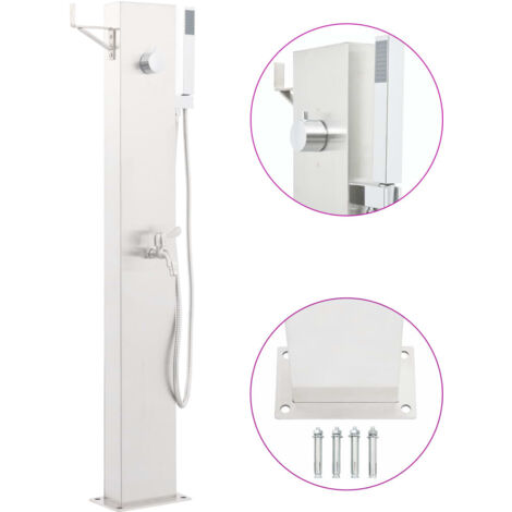 vidaXL Garden Shower Faucet 110 cm Stainless Steel (1/6)