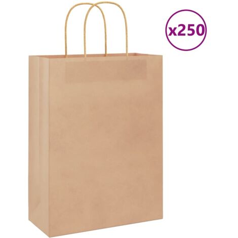 vidaXL Papiertragetaschen 250 Stk. mit Henkeln Braun 26x12x35 cm