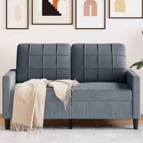 Zweisitzer Sofa Dunkelgrau 120 cm Samt (1/5)