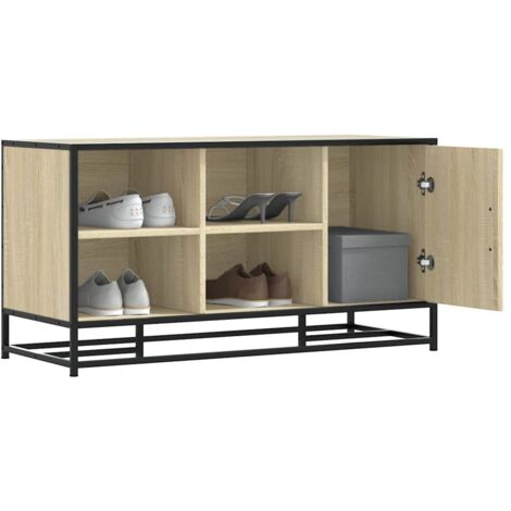 vidaXL Shoe Bench Sonoma Oak 100x40x53,5 cm Engineered Wood and Metal