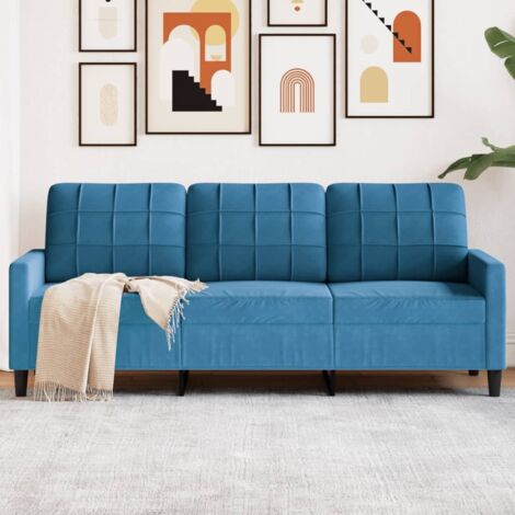 vidaXL 3-Sitzer-Sofa Blau 180 cm Samt