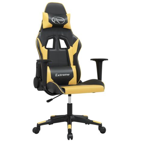 vidaXL Gamingstuhl mit Massagefunktion Schwarz und Gold Kunstleder
