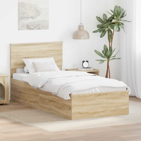 Bettrahmen mit Kopfteil Sonoma-Eiche 75 x 190 cm Holzwerkstoff vidaXL