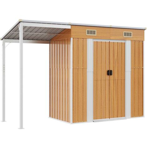 Gartenhaus mit Schleppdach Hellbraun 277x107x181 cm Stahl vidaXL