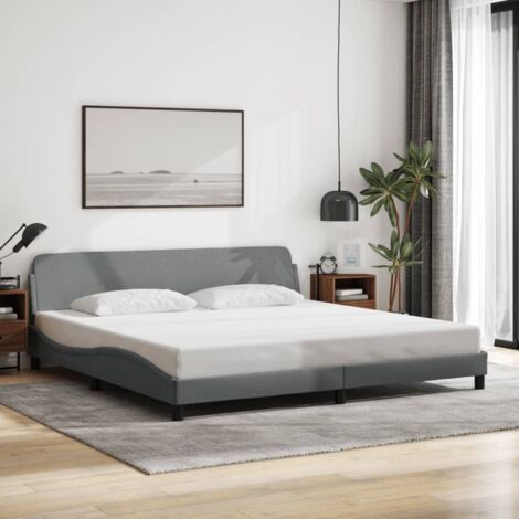 Bettgestell "Dover" Hellgrau 200x200 cm Stoff vidaXL (1/5)