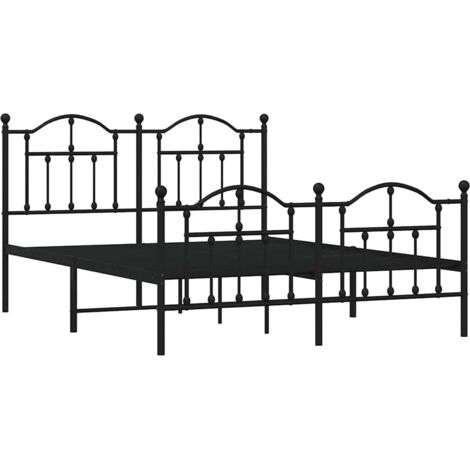 Bettgestell mit Kopf- und Fußteil Metall Schwarz 150x200 cm vidaXL (1/5)