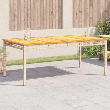 vidaXL Gartentisch beige 180x90x75 cm aus Geflecht und Akazie