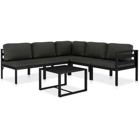6-tlg. Garten-Lounge-Set mit Kissen Aluminium Anthrazit vidaXL