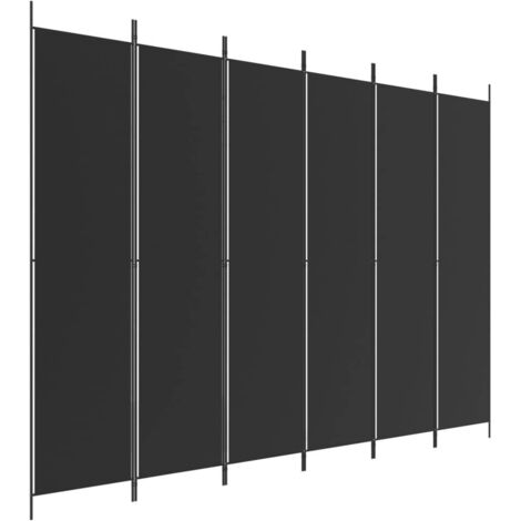 vidaXL Raumteiler 6 Paneele Schwarz 300x220 cm Stoff