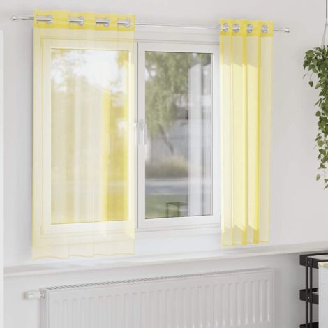 Voile Vorhänge mit Ösen 2 Stk. Gelb vidaXL (1/5)