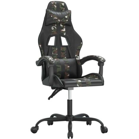 Gaming-Stuhl Drehbar Schwarz und Tarnfarben Kunstleder vidaXL