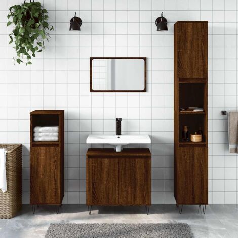 Badschrank Braun Eichen-Optik 58x33x60 cm Holzwerkstoff vidaXL