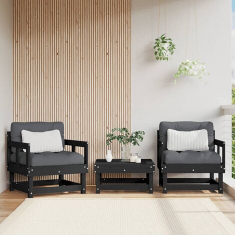 Gartenstühle Set von 2 schwarz aus massivem Kiefernholz