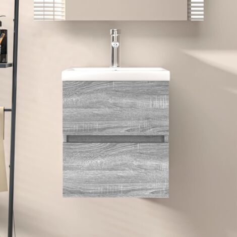 vidaXL Waschbeckenunterschrank Grau Sonoma 41x38,5x45 cm Holzwerkstoff (1/5)