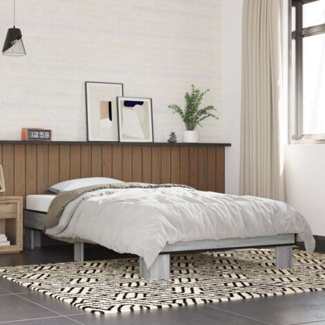 Bettgestell Grau Sonoma 100x200 cm Holzwerkstoff und Metall vidaXL (1/5)