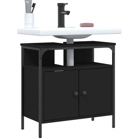 vidaXL Waschbeckenunterschrank Schwarz 60x30x60 cm Holzwerkstoff
