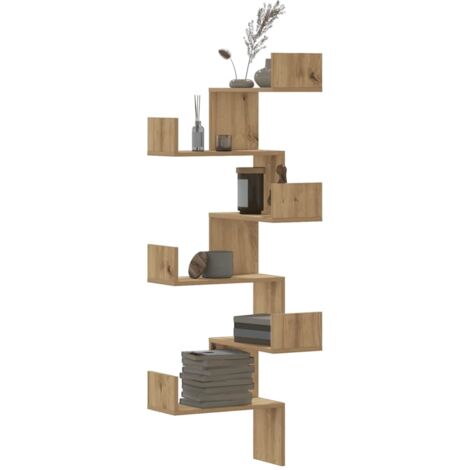 Wand-Eckregal aus Kunstholz Eiche