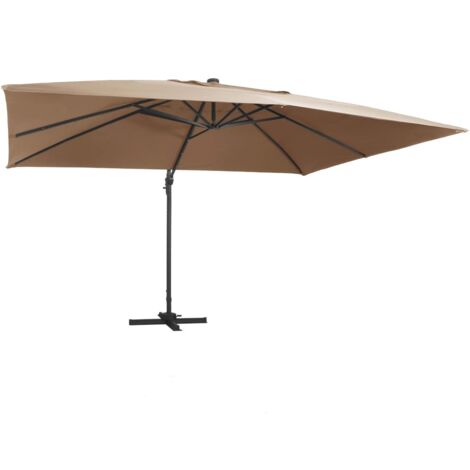 Ampelschirm mit LED-Beleuchtung Alu-Mast 400x300 cm Taupe vidaXL