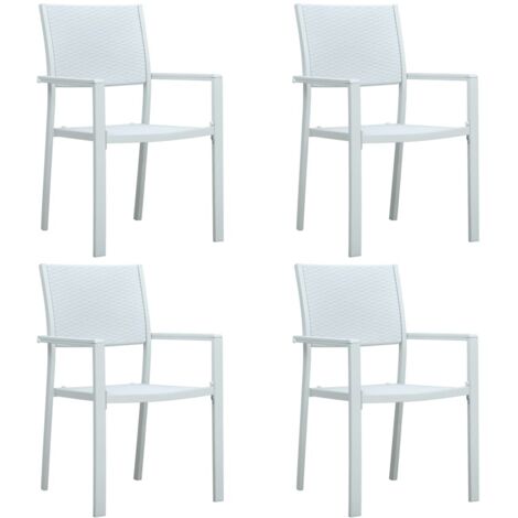 Gartenstühle 4 Stk. Weiß Kunststoff Rattan-Optik vidaXL