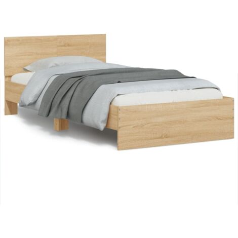 Bettgestell mit Kopfteil & LED-Leuchten Sonoma-Eiche 100x200 cm vidaXL (1/5)