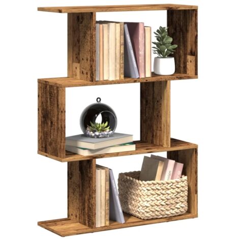 vidaXL Room Divider Bookcase 3-Tier Old Wood 70x24x97 cm Engineered Wood