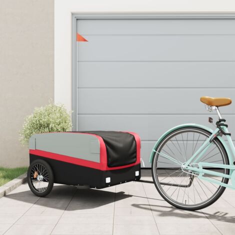 Fahrradanhänger Schwarz und Rot 45 kg Eisen vidaXL200433