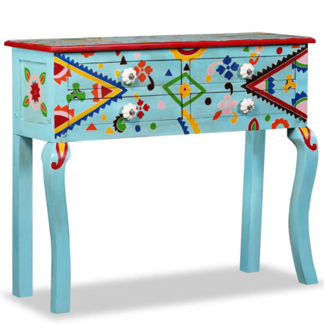 Konsolentisch Massivholz Mango Blau Handbemalt vidaXL