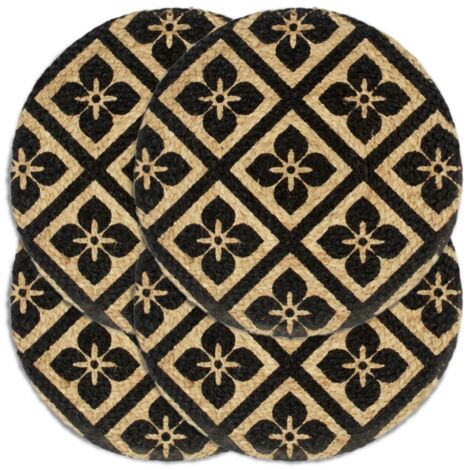 Tischsets 4 Stk. Schwarz 38 cm Rund Jute vidaXL