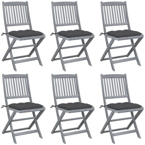 Klappbare Gartenstühle 6 Stk. mit Kissen Massivholz Akazie vidaXL