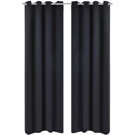 Verdunkelungs-Vorhänge mit Metallringen 135 x 245 cm Schwarz blackout vidaXL