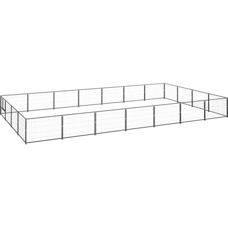 Hundezwinger Schwarz 28 m² Stahl vidaXL