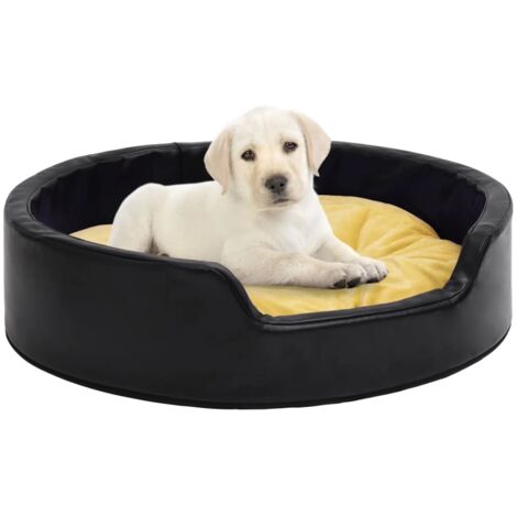 Hundebett Schwarz-Gelb 99x89x21 cm Plüsch und Kunstleder vidaXL