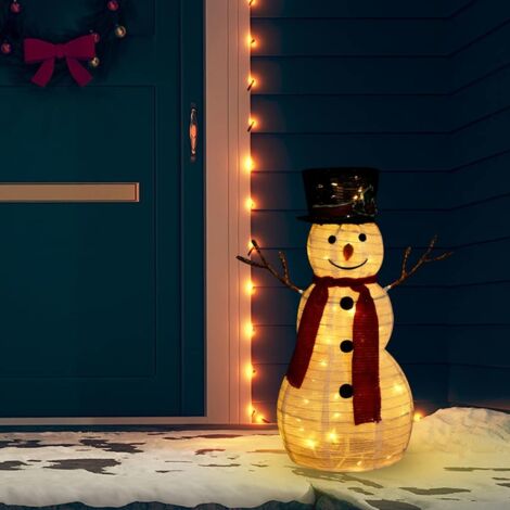 LED-Schneemann Weihnachtsfigur Luxus-Stoff 60 cm vidaXL