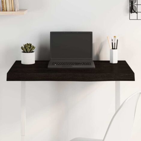 Tischplatte Dunkelbraun 80x50x(2-6)cm Massivholz Eiche vidaXL