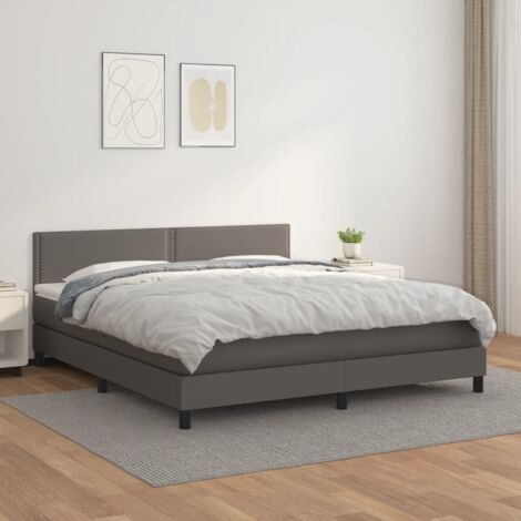 Boxspringbett mit Matratze Grau 180x200 cm Kunstleder vidaXL