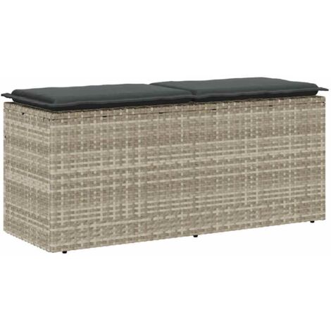 Gartenbank mit Kissen Hellgrau 110x40x44 cm Poly Rattan vidaXL