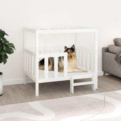 Hundebett Weiß 105,5x83,5x100 cm aus massivem Kiefernholz