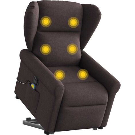 vidaXL Elektrischer Massagesessel mit Aufstehhilfe Dunkelbraun Stoff (1/5)