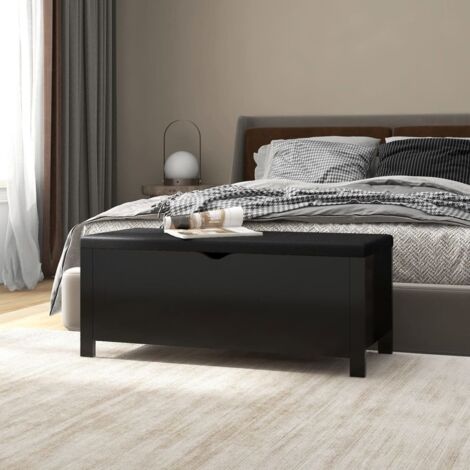 Sitzbank mit Stauraum Kissen Schwarz 105x40x45cm Holzwerkstoff vidaXL