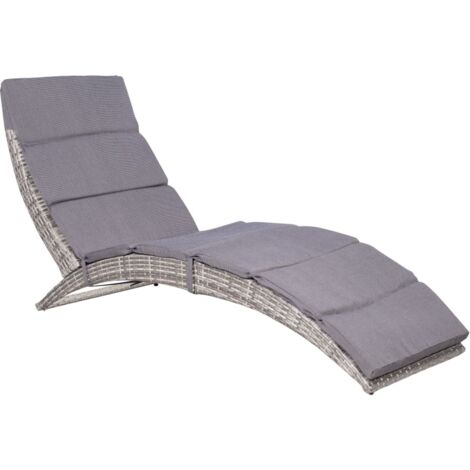 Sonnenliege mit Auflage Klappbar Poly Rattan Grau vidaXL