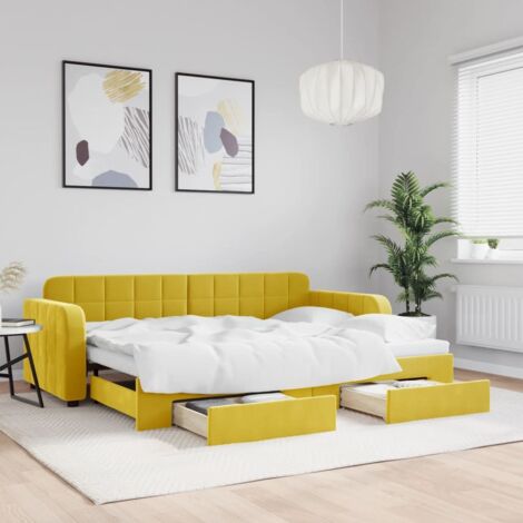 Tagesbett Ausziehbar mit Schubladen Gelb 80x200 cm Samt vidaXL