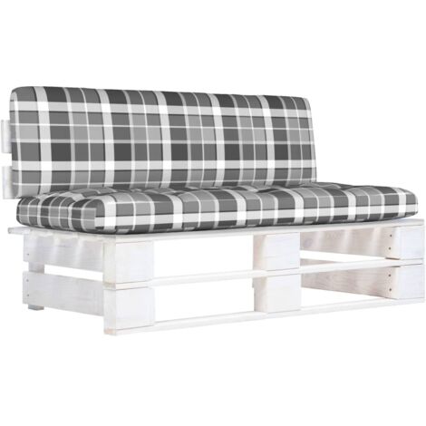 Outdoor-Mittelsofa Paletten Kiefernholz Imprägniert Weiß vidaXL