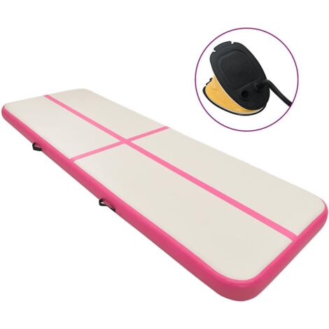 Aufblasbare Gymnastikmatte mit Pumpe 600x100x15 cm PVC Rosa vidaXL