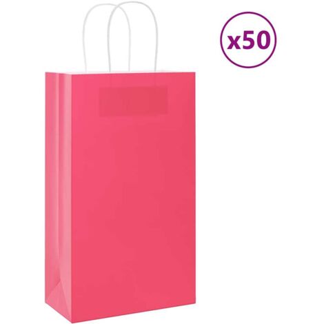 Papiertragetaschen 50 Stk. mit Henkeln Rosa 21x11x36 cm vidaXL